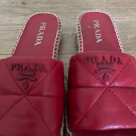 EUC Prada slides size 35 Red quilted leather espadrille - Picture 7 of 8